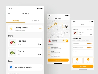 Grancarty - Grocery Store Mobile App UI Kit [Delivery order] grocery shopping app mobile ui design