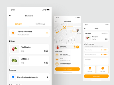 Grancarty - Grocery Store Mobile App UI Kit [Delivery order] grocery shopping app mobile ui design