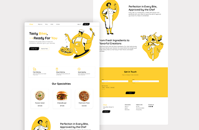 Chow || Food Store Website landing Page branding design e commerce food website foodb delivery illustration landing page landing page design minimal design online ordering resturant branding resturant website ui uiux design user interface web design