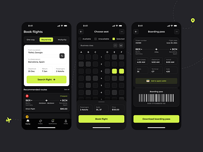 Flight Booking App aircraft airline airplane tickets airport boarding boarding pass flight flight app flight booking flights app mobile app plane ticket booking ui ux