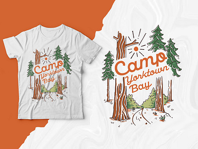 Camp Yorktown Bay T-Shirt Design | Tee adventure apparel campers camping clothing design graphic design illustration lineart tshirt merchandise graphic design nature outdoor shirt t shirt t shirt design tee tshirtdesign typography vintage