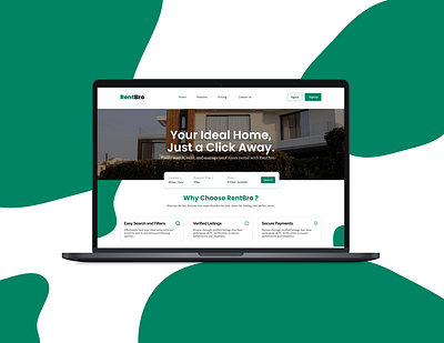 RentBro - Online Rental Room Search App app design figma landingpage ui uiux webdesign