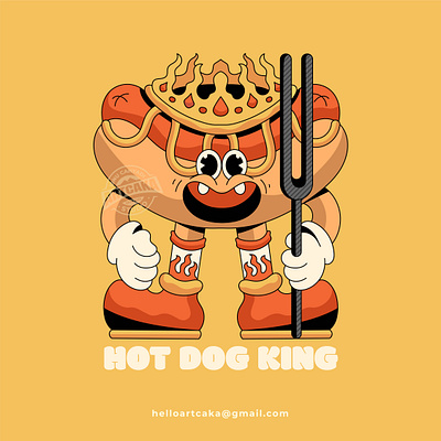 Hot Dog King Mascot Character Design branding character food hot dog mascot