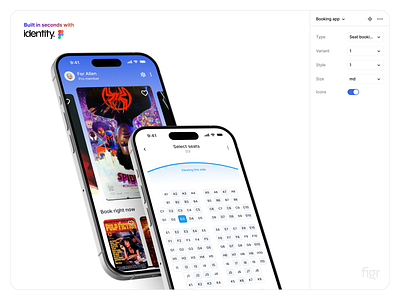 Ticket Booking App - Made using Identity app app design booking app booking ticket cinemas clean components design film mobile app movie movie app movie tickets seats ticket ticket booking app ui ui components ui design user interface