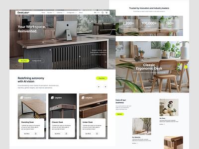 DeskLab - Furniture Landing Page aesthetic agency branding clean company dekstop design furniture graphic design landing page minimalist mobile responsive simple ui uiux website