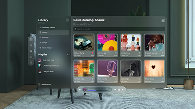 Vision Pro - Music Player applevision dailyui designchallenge futuristicdesign moderndesign musicplayer spatialui visionos