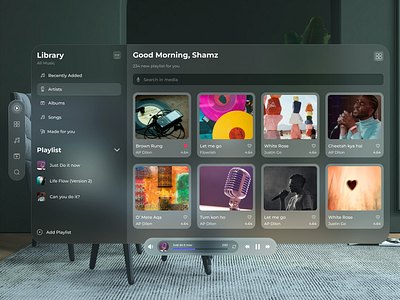 Vision Pro - Music Player applevision dailyui designchallenge futuristicdesign moderndesign musicplayer spatialui visionos