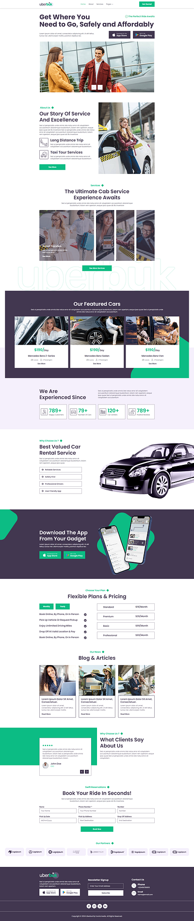 Uberbuk – Online Cab Service Elementor Template Kit vehicle