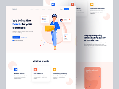 Parcel Delivery Landing Page 3d animation app branding design graphic design illustration logo motion graphics typography ui ux vector