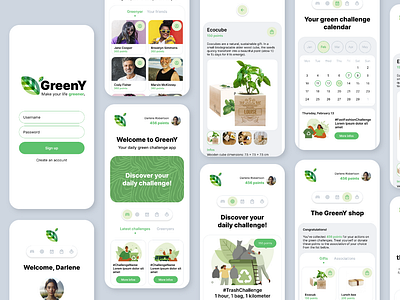 Green Challenge App app branding design logo ui ux