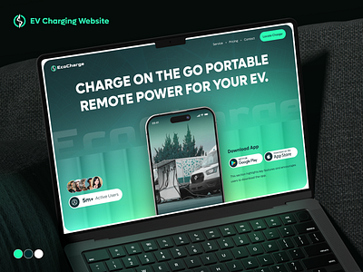 Power on the Go: Portable EV Charging Website Design✨ cmarix electric vehicles ev app ev charging figma minimalist modern design portable charger renewable energy sustainable technology ui design user experience website design