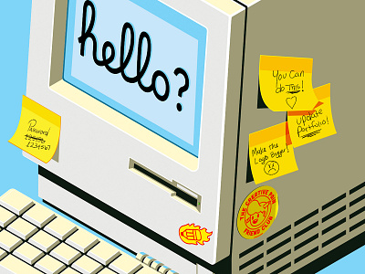 Hello? branding computer graphic design illustration illustrator imac mac office the creative pain vector vintage work space