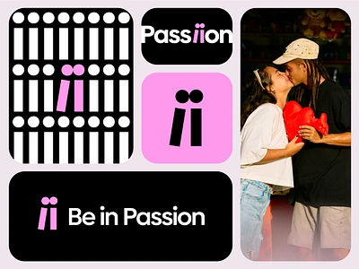 Be in Passion logo and branding app branding care date dating icon ii kiss logo love loving mark minimalist modern monogram passion pattern relantionship technology timeless