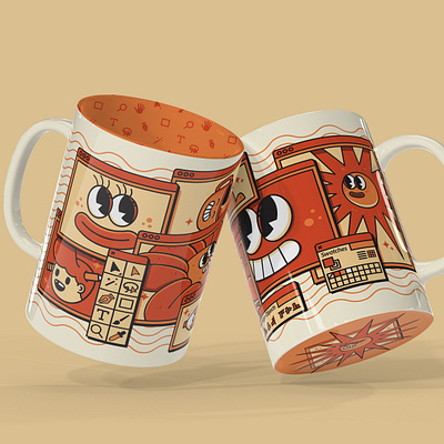 Creative mugs branding illustration illustrator mugs pop ups the creative pain vector