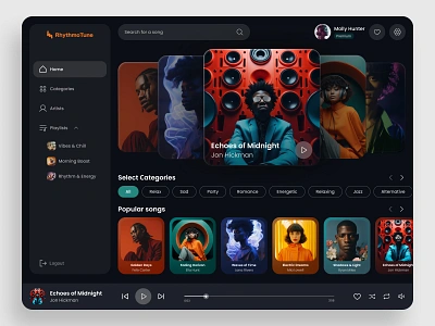 Music Player Platform concept dashboard design music music player product design ui uiux ux website