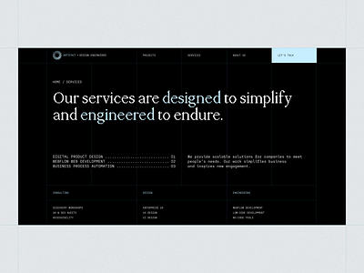 Artifact — Services agency creative cta dark design desktop digital grid header hero layout navbar product design scope services ui ux web website