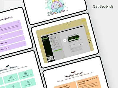 Get Seconds - Landing Page aida branding bullet design features hero landing landing page logo minimal pastel product screen screenshot section ui ux video web webdesign
