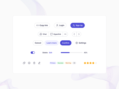 Swish ✦ Design Elements app buttons color components design design components design elements design process design system gradiant hover labels ratings scalable design sliders tabs toggles ui ui components ux