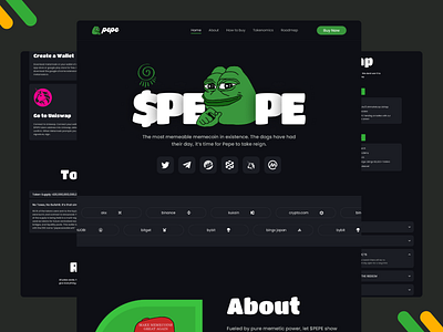 PEPE & MEME COIN coin coinmarketcap crypto defi design exchange header illlustration marketcap meme meme chain pepe token trend ui uidesign uiux web web3 website