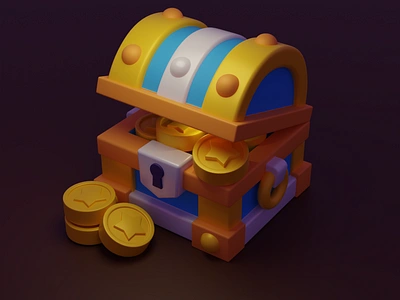 a treasure box 3d blender color illustration