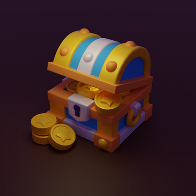 a treasure box 3d blender color illustration