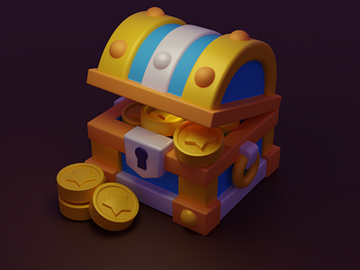 a treasure box 3d blender color illustration