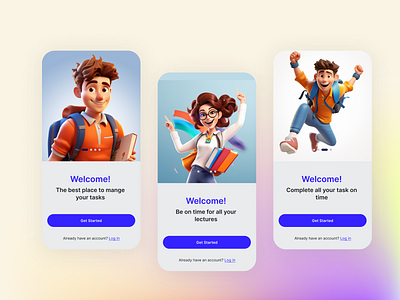 Student Tracker App Onboarding app design app ui e learning education illustration mobile app design onboarding screens online learning student app ui uiux