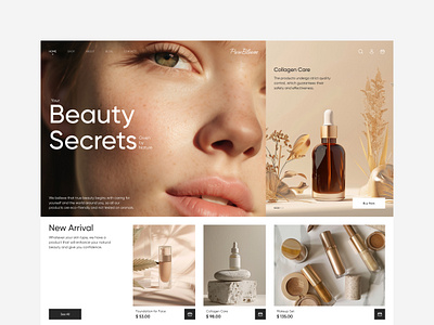 Webdesign. Beauty Products beauty body care clean cosmetic design face girl health landing minimalistic modern shop site store web