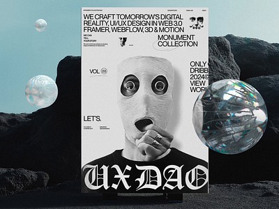 UX DAO / Poster Vol.03 3d book branding crypto design editorial fashion graphic design grid illustration interface logo minimal motion graphics music poster typography ui web website