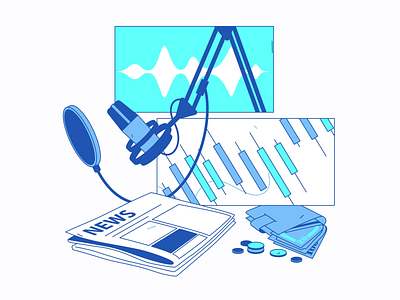 Recording finance or business podcast 2d aesthetic animation broadcasting business candlestick chart finance illustration investment lo fi lofi lottie mic money motion graphics podcast recording vaporwave wallet