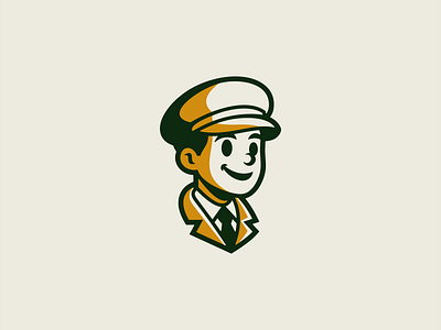 Friendly Courier Logo branding cartoon courier delivery design emblem friendly hat icon identity illustration logo man mark mascot playful retro symbol vector vintage