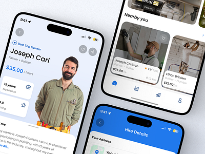 Carely - Home Care Service Mobile App application card design figma handcraft home app home care home care service house works ios mobile mobile app mobile application mobile service home plumber product design professional review ui utilities