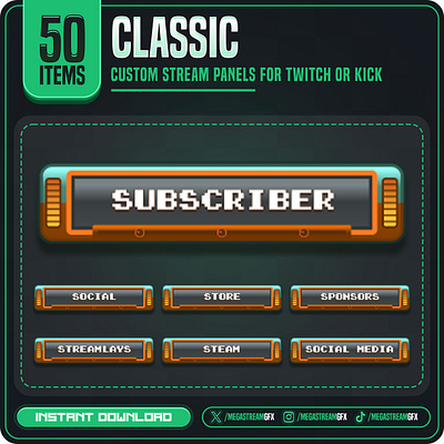 Stream Panels (x50) - Classic Twitch panels gaming info