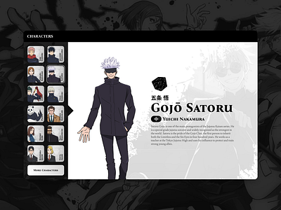 Jujutsu Kaisen Anime Website anime design gojo jujutsu kaisen jujutsu kaisen anime website satoru ui ux website