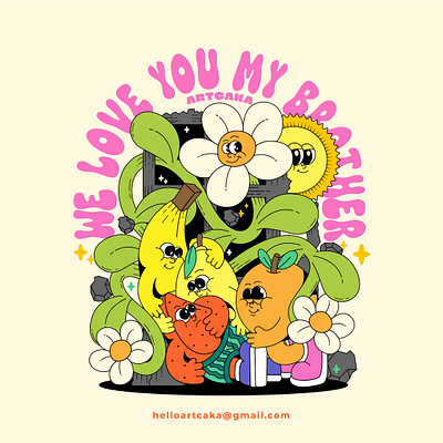 We Love You My Brother character clothing design illustration mascot vintagedesign