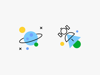 In Space *.* cosmos design flat icon icon set illustration layered line art planet satellite sign space