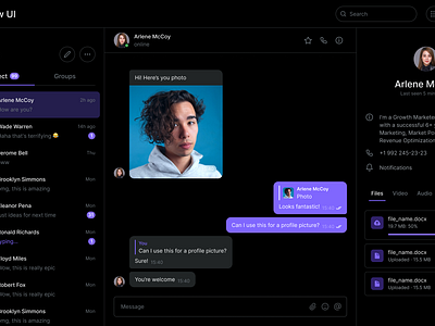 Messenger — Glow UI admin chat dark mode dark theme glow ui message messenger saas template ui