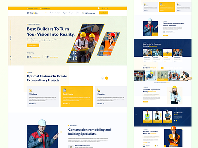 High Quality Construction Website apartment best ui building clean uiux cleanui color construction hero section home illustration landing page minimal design modern web real estate trending typography unique design update design vector website