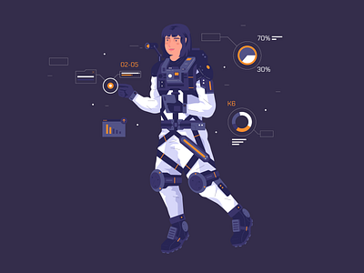 Astronaut adobe analytics artwork astronaut data design digital dribbble flat graphic design illustration illustrator photoshop pie chart sci fi space suit ui vector woman