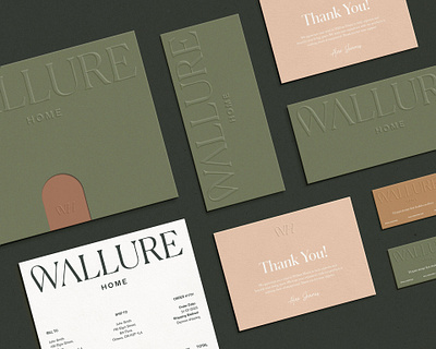 Wallure Home - Luxury Storage Furniture brand identity branding brochure business cards catalogue colorplan elegant emboss envelopes furniture graphic design home decor homeware interior design interior designer logo luxury print design sustainable visual identity