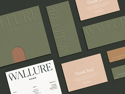 Wallure Home - Luxury Storage Furniture brand identity branding brochure business cards catalogue colorplan elegant emboss envelopes furniture graphic design home decor homeware interior design interior designer logo luxury print design sustainable visual identity