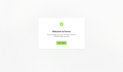 Welcome page - Let's start