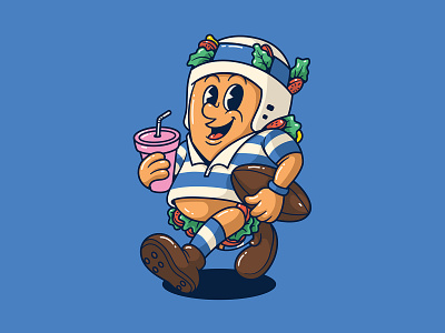 Retro Sandwich Mascot 90s branding character design features graphic design illustration logo mascot project mascot retro rugby sandwichs