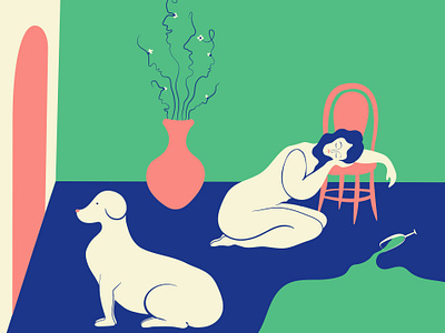 The woman and the dog digital graphic design illustration