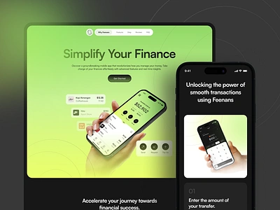 Feenans - Landing Page cash app design finance finance website gradient money ui user interface ux