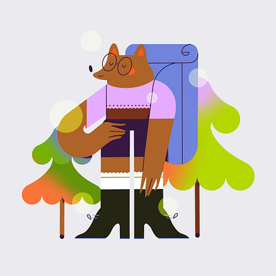 fAll In bear character fall flat illustration forest illustration nature style