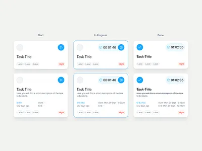 TimeKeeping Cards app clean interface mobile product design timer ui user interface ux