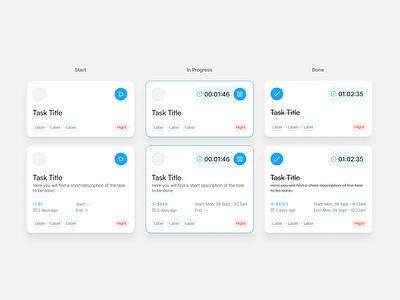 TimeKeeping Cards app clean interface mobile product design timer ui user interface ux