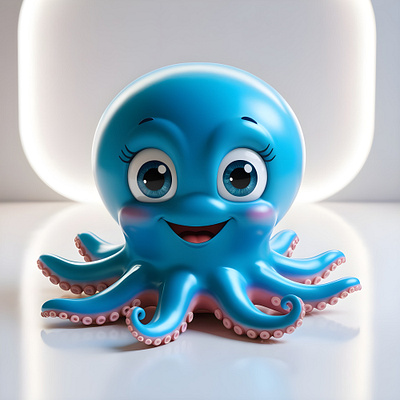 Simple And Cute Blue Octupus 3d Model 3d dribbble