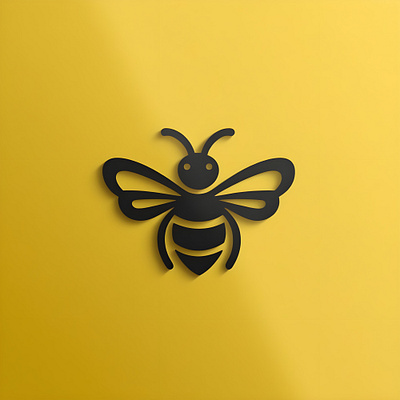 Black Minimalism Bee Symbol Logo Design graphic design logo